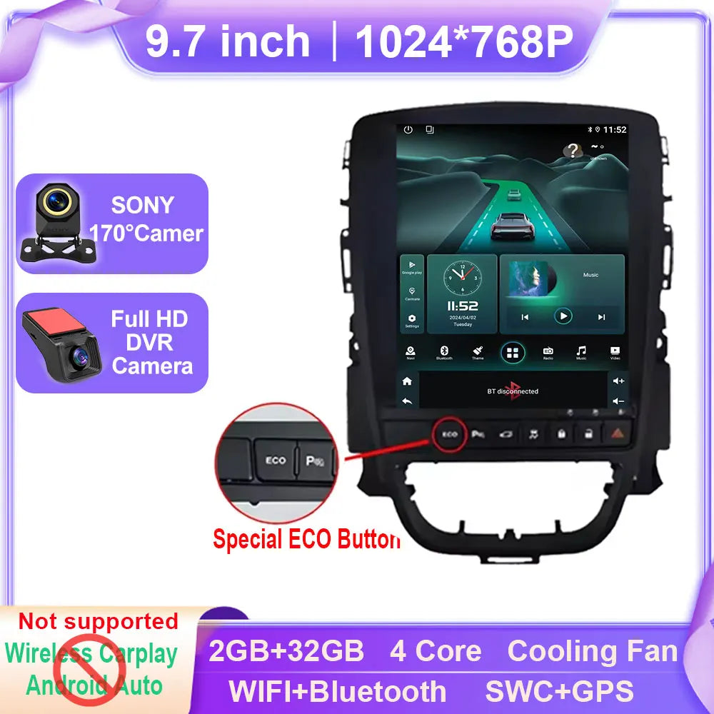 Android Car Stereo for Opel Astra J, Vauxhall, Holden, Cascada (2009–2015) — CarPlay, Android Auto, GPS, WiFi