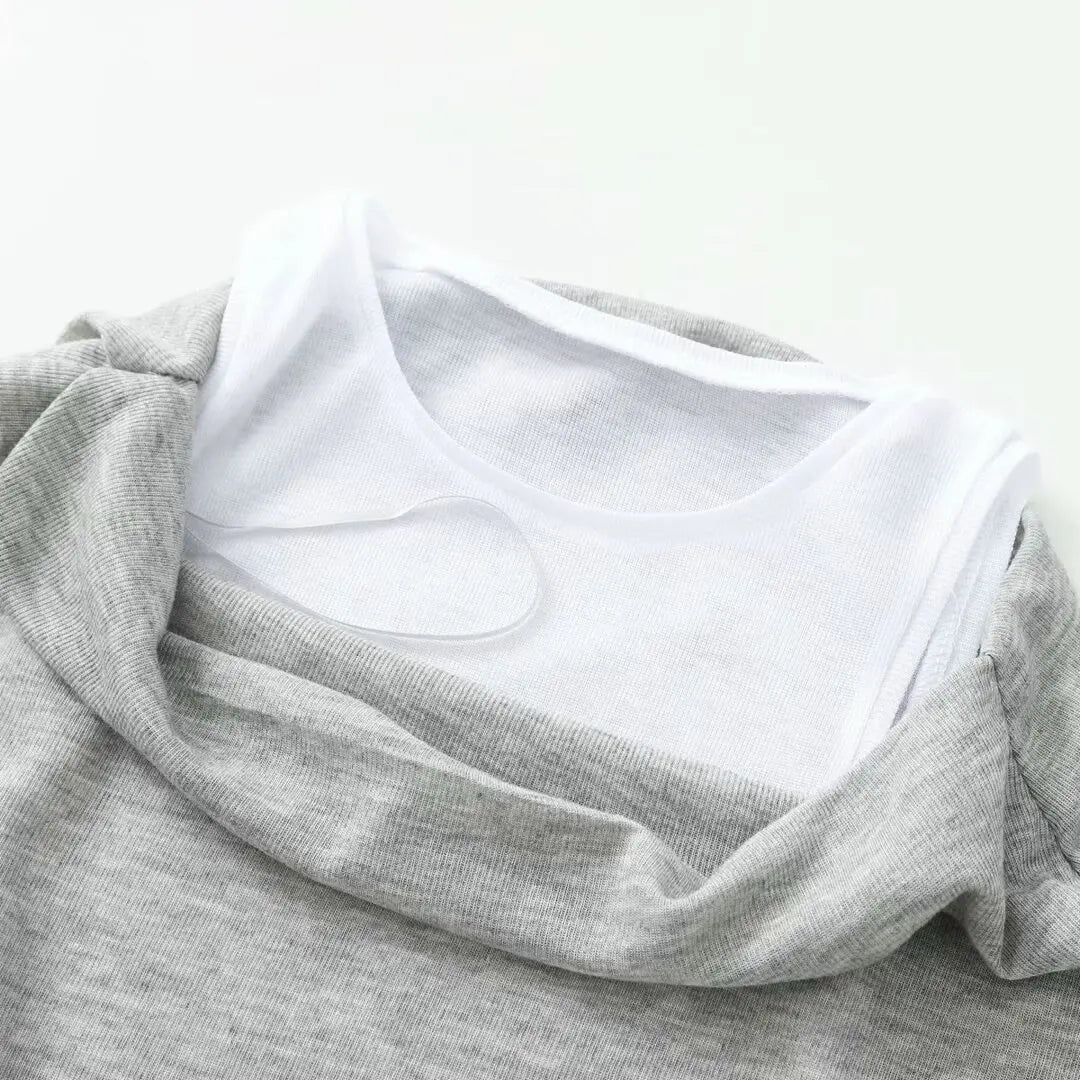 ETJ 2026 new  women's fashion color-blocking and patchwork fake two-piece sexy off-the-shoulder short-sleeved T-shirt top