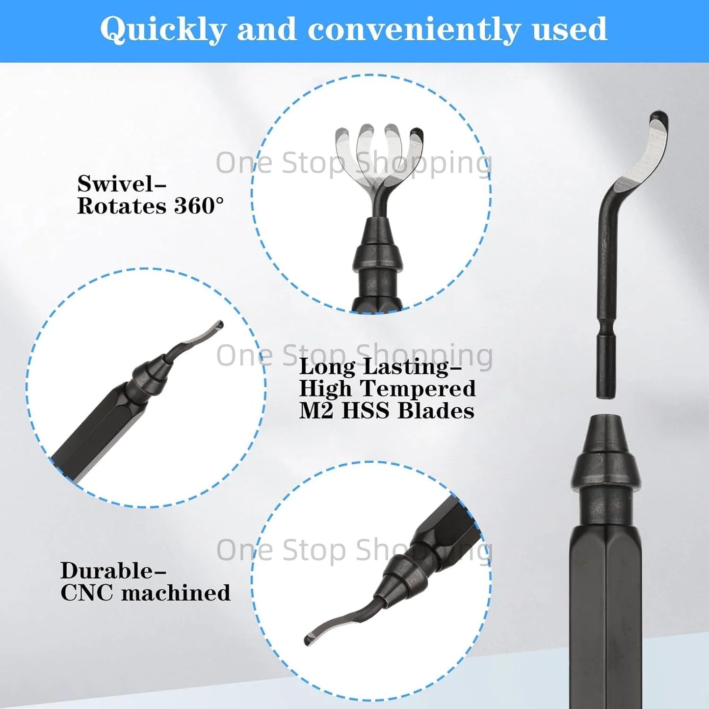 Pack of 10 PCS Deburring Blades for Burr Removal Reamer Tool as 360 Degree Rotary Head for Metal Resin Copper Plastic Brass PVC