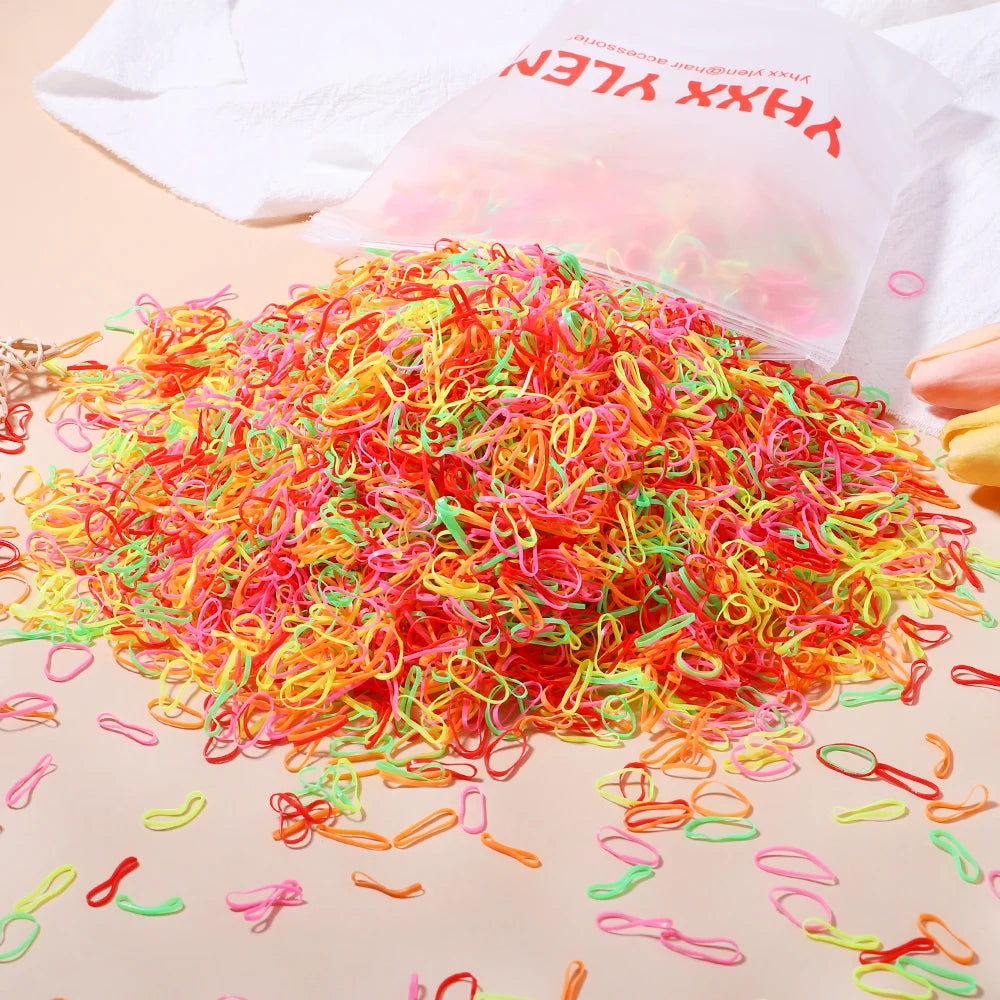 MMAlto Colorful Disposable Elastic Hair Ties for Girls – 500/1000/2026 Pcs Bulk Pack
