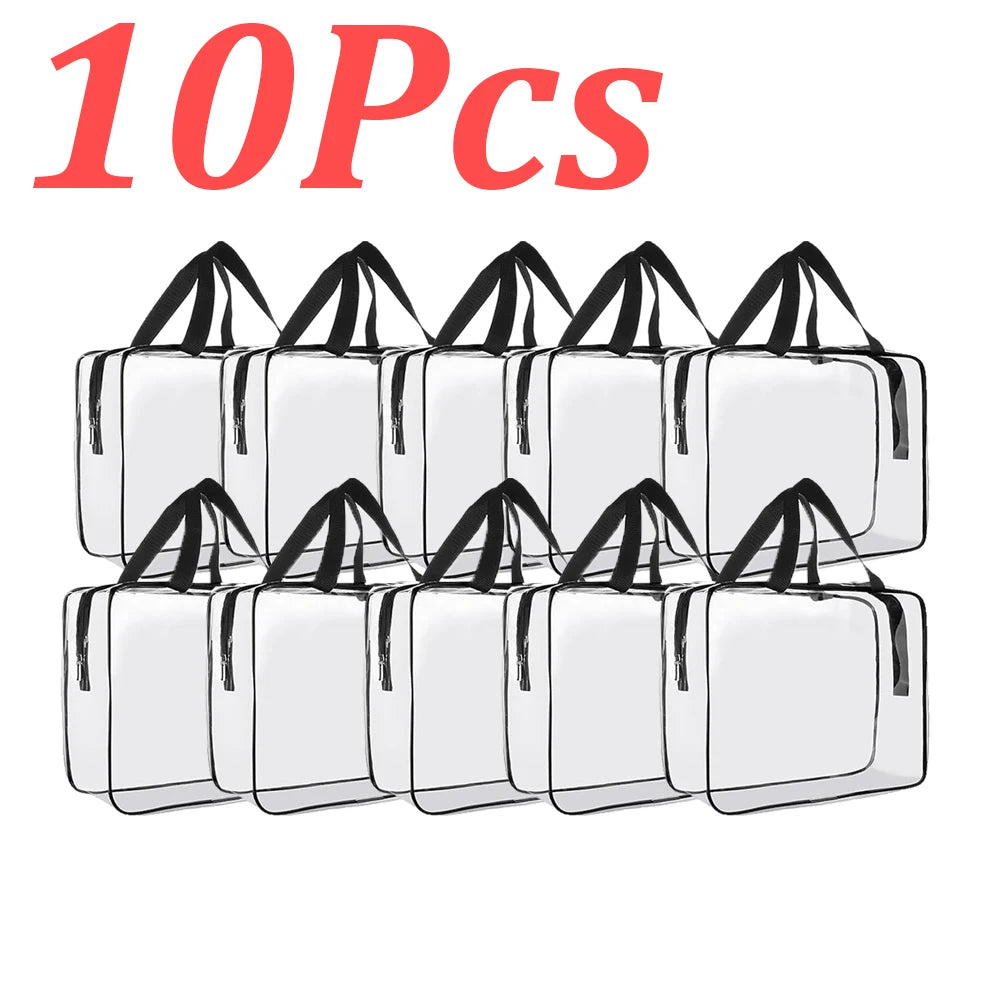 1-12Pcs Large Toy Storage Bags Reusable Clear PVC Travel Waterproof Organizer Bags Makeup Pouch for Books Building Blocks Puzzle