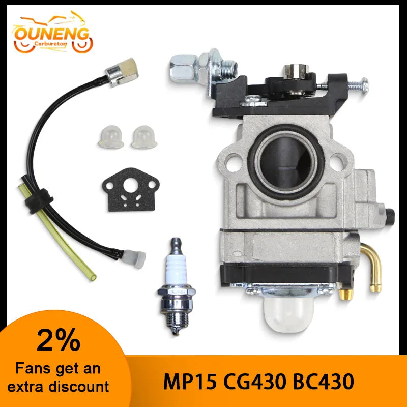 For Walbro CG430 CG520 BC430 BC520 40-5 44-5 43cc 49cc 50cc 52cc Brush Cutter 2-Stroke Engine Lawn Mower Carburetor Carb