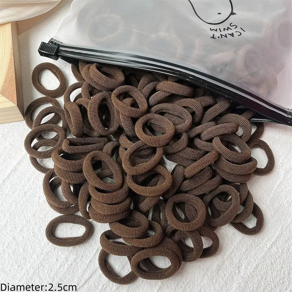 50pcs Black Elastic Hair Band Leagues Ties Colets Scrunchies Springs Gum Accessory For Girl Women No Damage Pigtails Holder Set