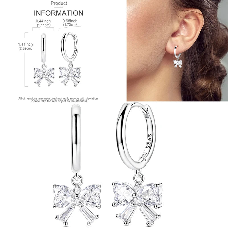 Sparkling Gold Woman Hoop Earrings 925 Sterling Silver Butterfly Colored Zirconium Earrings for Women Jewelry Anniversary Gift