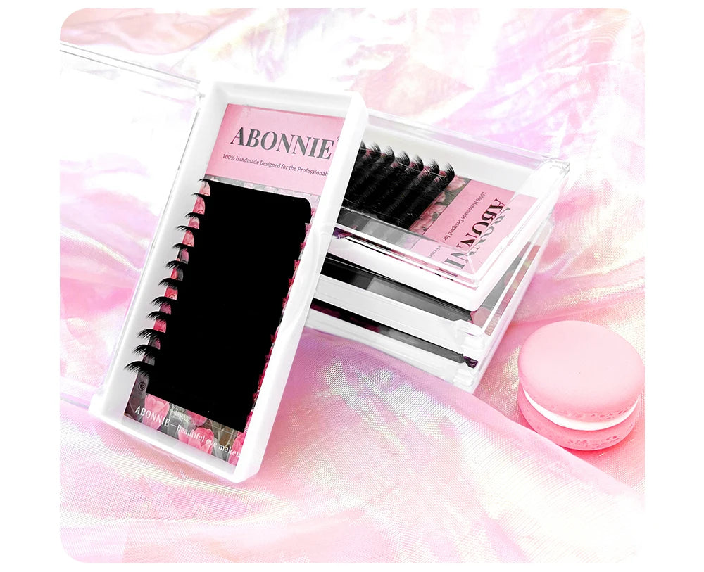 ABONNIE Matte Black Easy Fan Lashes Cashmere Blooming Eyelash Extensions Self-Making Fans Mega Volume Eyelash