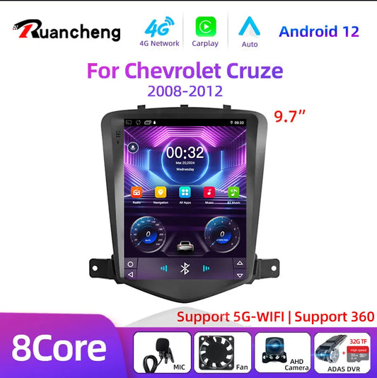 Car Stereo with Apple CarPlay & Android Auto, Compatible with Chevrolet Cruze (2008-2012)