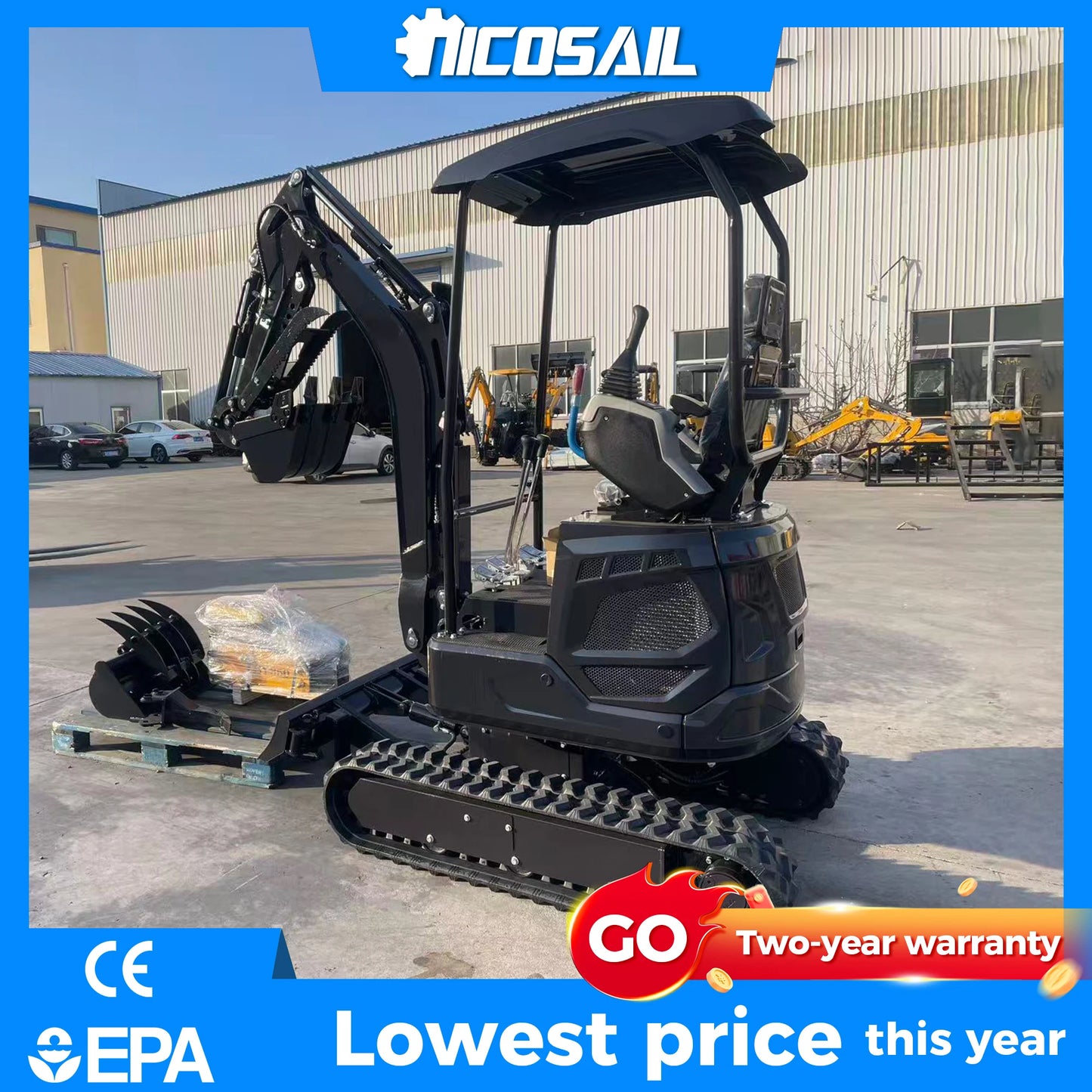Nicosail 1.8 Ton  Engine Excavator Micro Digger 2T EPA/CE/EURO 5 Customized Compact Mini Excavator with attachments Prices