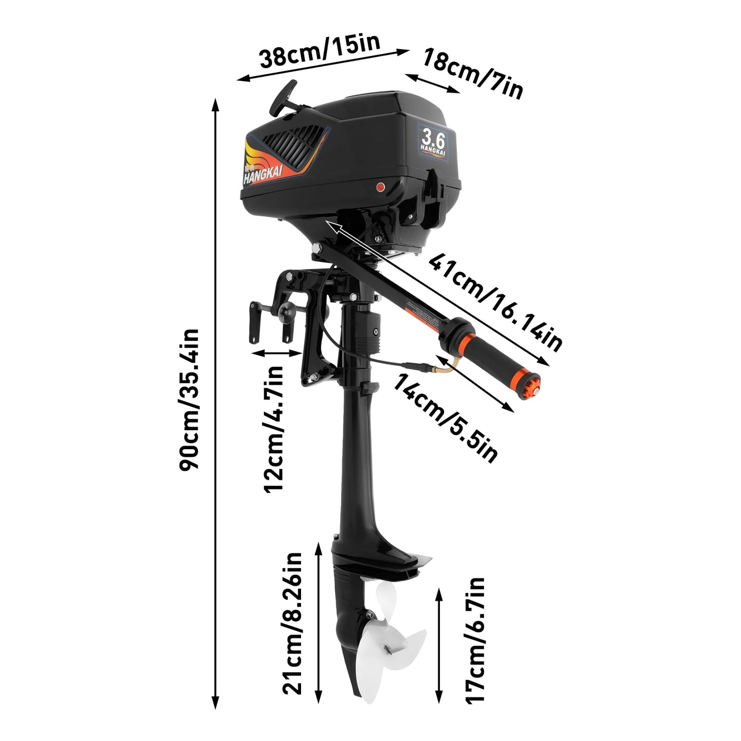2-stroke, 3.6 hp Gasoline Outboard Motor Outboard Engine Manual Start 55cc Motor CDI for Rubber Boats, Inflatable Boats