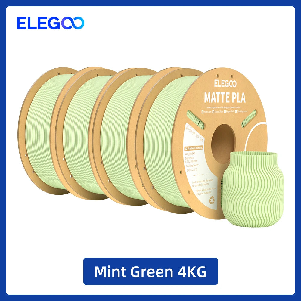 ELEGOO Matte PLA Filament 1KG,1.75mm FDM 3D Printer Filament Dimensional Accuracy +/- 0.02mm, 1kg Carboard Spool (2.2lbs)