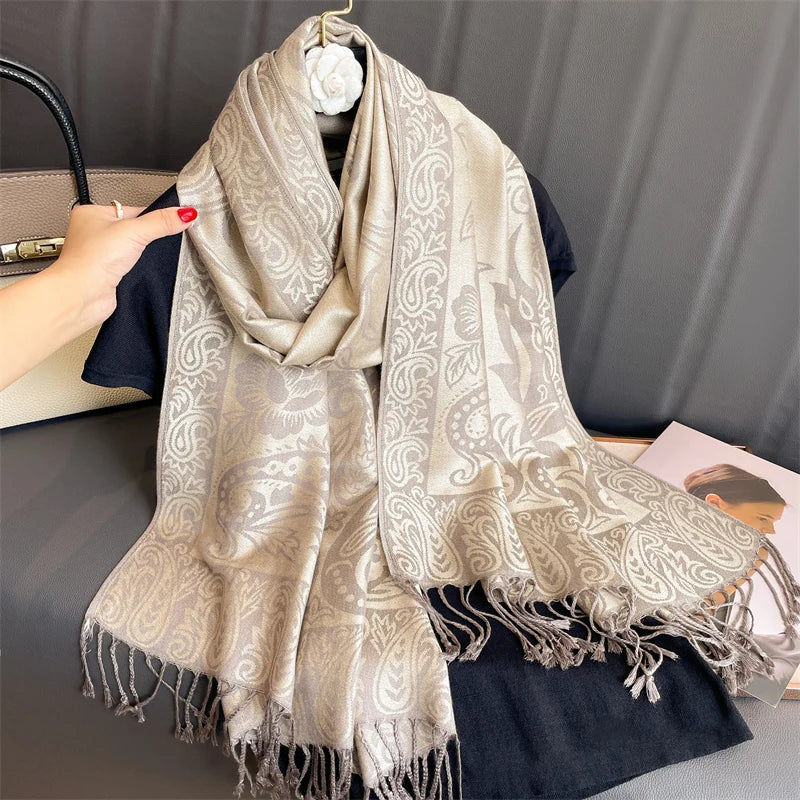 Women's Printed Pashmina Shawl, Soft Winter Scarf