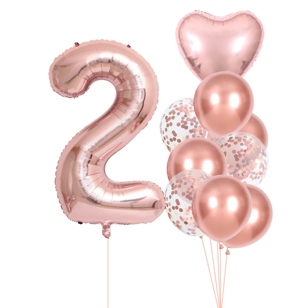 40 Inch 0-9 Rose Gold Number Balloons Set Birthday Party Wedding Celebration Ceremony Wedding Room Decoration Supplies