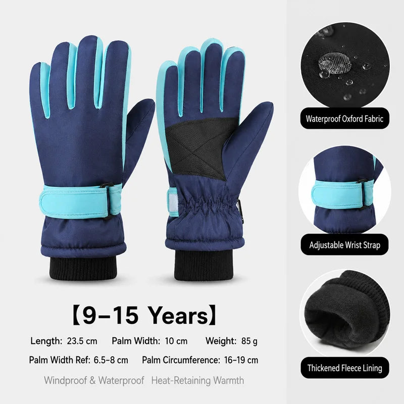 Kids Winter Ski Gloves - Fleece Lined Snow Gloves for Ages 3-15 - photo 16