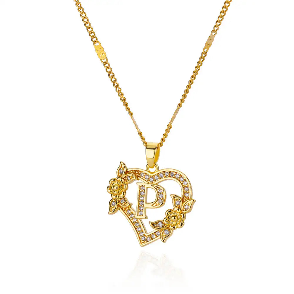 Initial Heart Necklace – Gold-Tone A-Z Letter Pendant