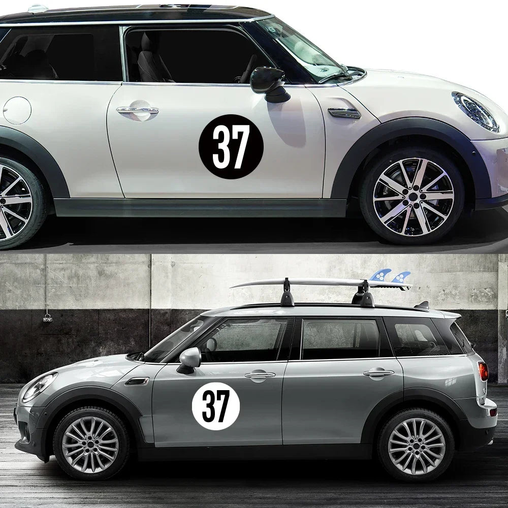 Car Door Side Number 37 Racing Decal – Compatible with MINI Cooper Countryman, Clubman, F55 F56 F60 R55 R56 R60 R61