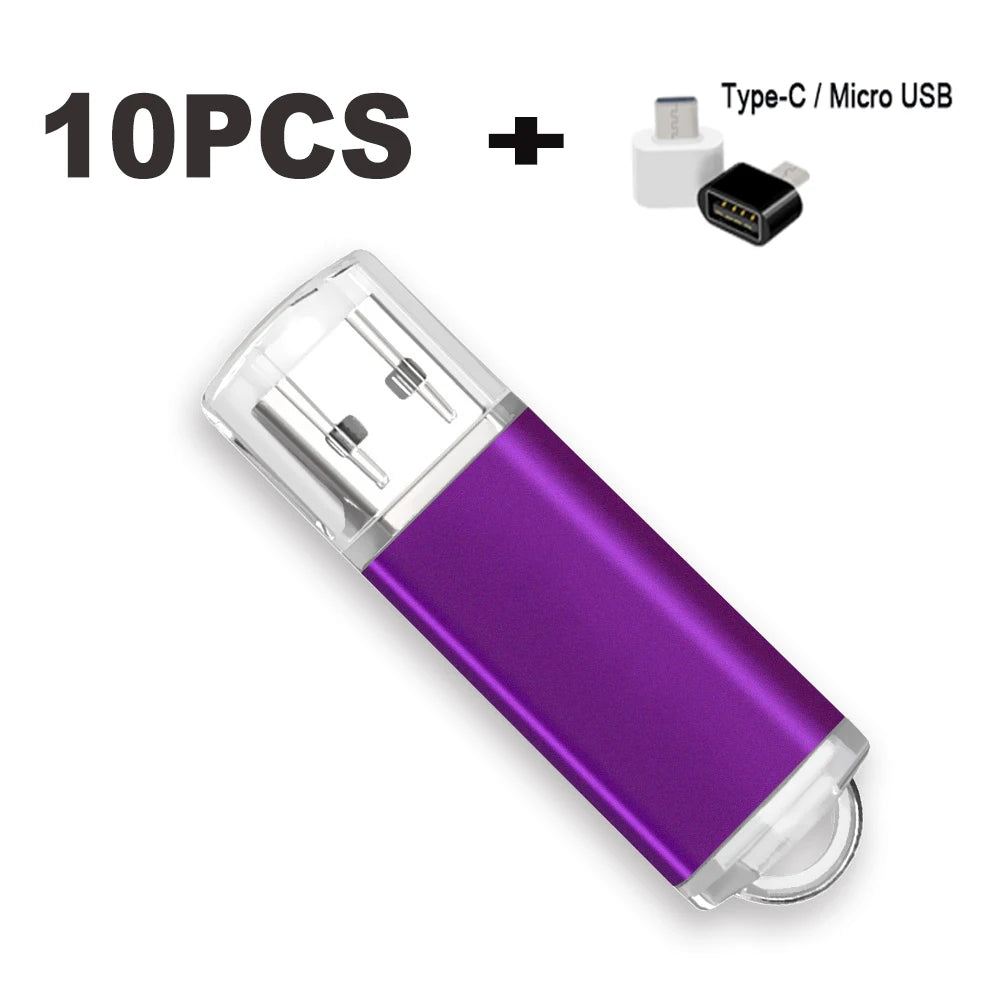 Color USB 2.0 Flash Drive 10-Pack — Bulk Mini Memory Sticks 4GB to 128GB