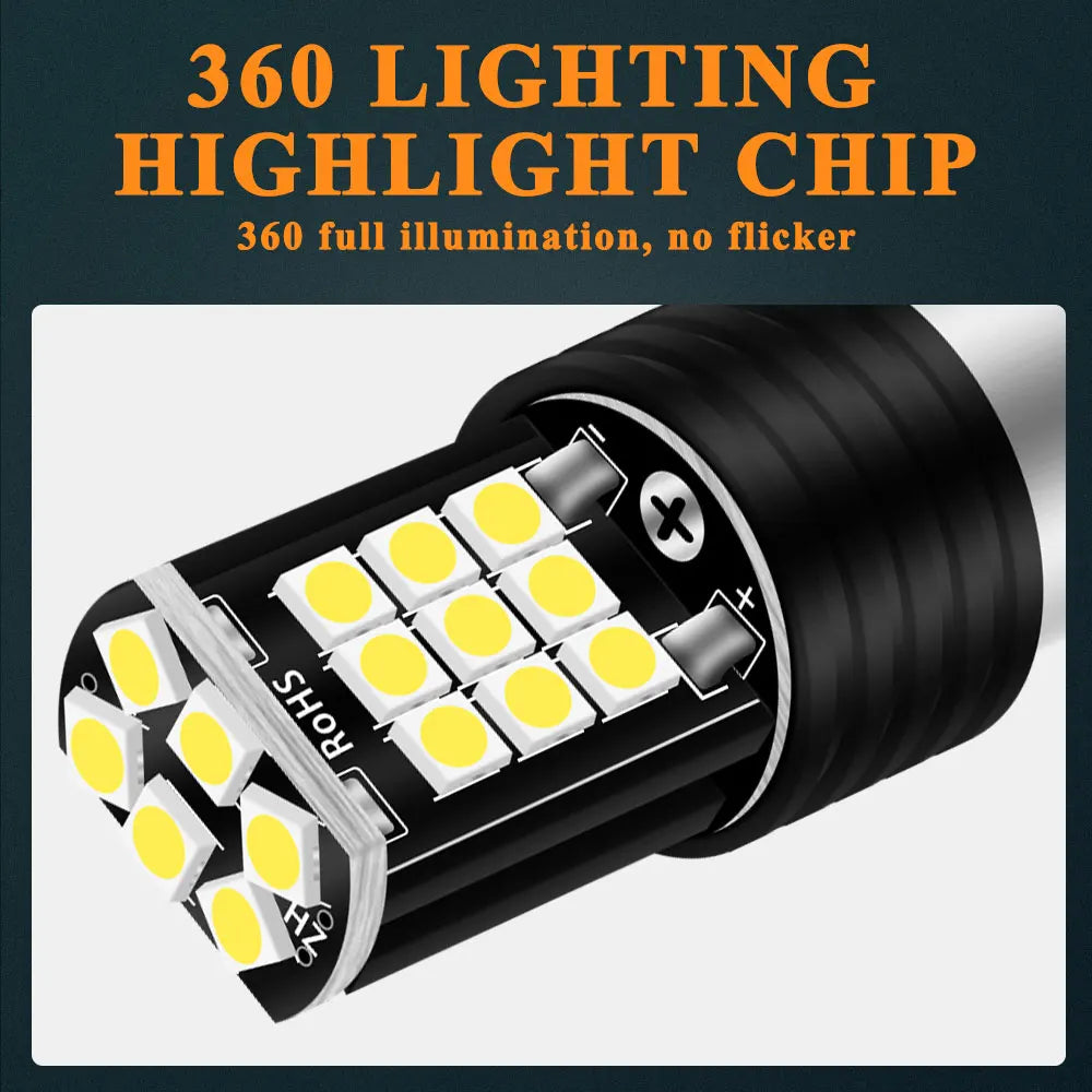 2Pcs T20 7440 Led Turn Signal Light W21W Reverse Light Bulb 3030SMD Universal Car 7443 W21/5W Amber Red Led Brake Light 12V