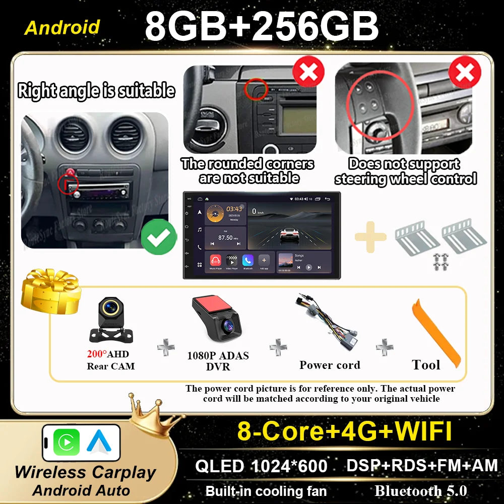 7" Car Stereo with Apple CarPlay & Android Auto, Compatible with Seat Ibiza (2000-2007)
