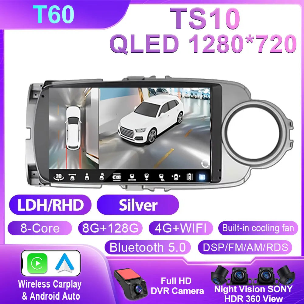 Car Stereo with Apple CarPlay & Android Auto, Compatible with Toyota Yaris (2012-2017)