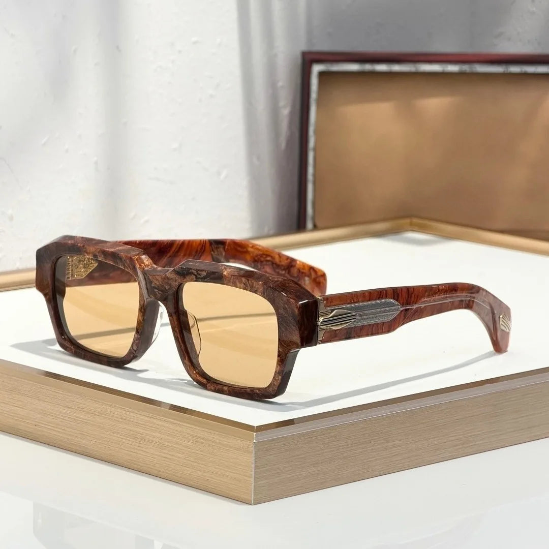 Handmade Acetate Square Sunglasses — Thick Frame, UV400