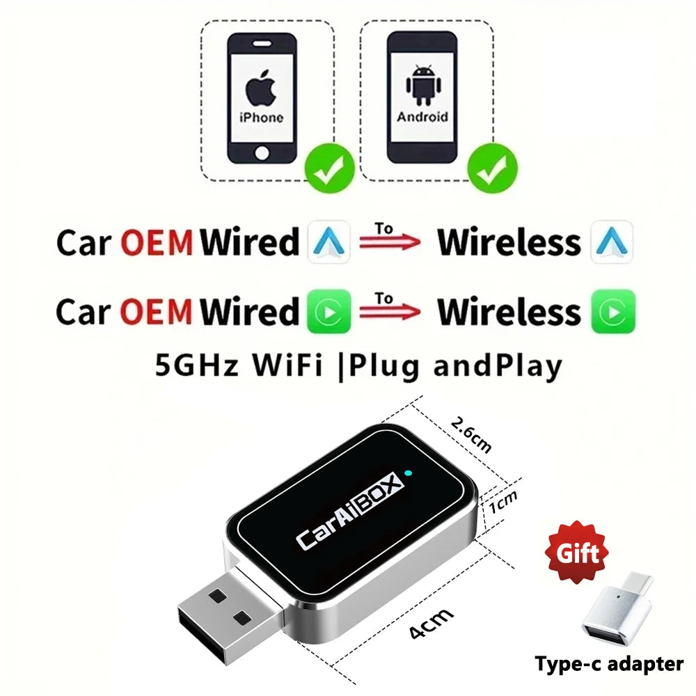2-in-1 Wireless CarPlay & Android Auto Box Adapter
