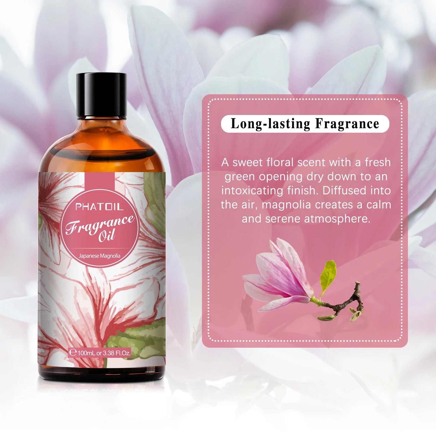 PHATOIL 100ml  White Musk Fragrance Essential Oil  Fresh Linen Honeysuckle Peach Orange Blossom for Aroma Candle Soap Making