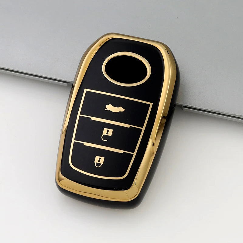 TPU Gold Edge Key Case Cover for Toyota Chr Rav4 Auris Avensis Prius Aygo Camry Corolla Land Cruiser 200 Prado Crown Shell Fob