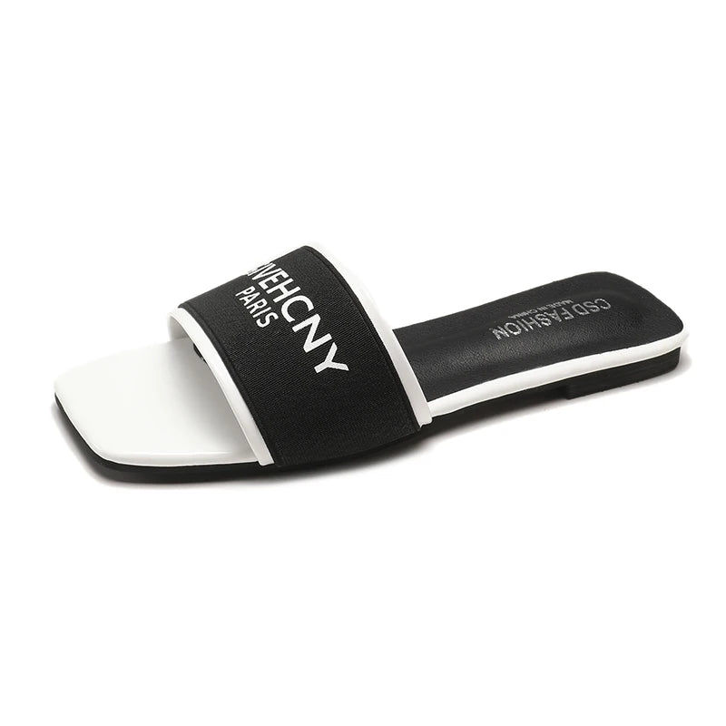 Women's Luxury Platform Slippers – Flat Heel PU Sandals for Summer, Beach & Outdoor (EU 35–42)