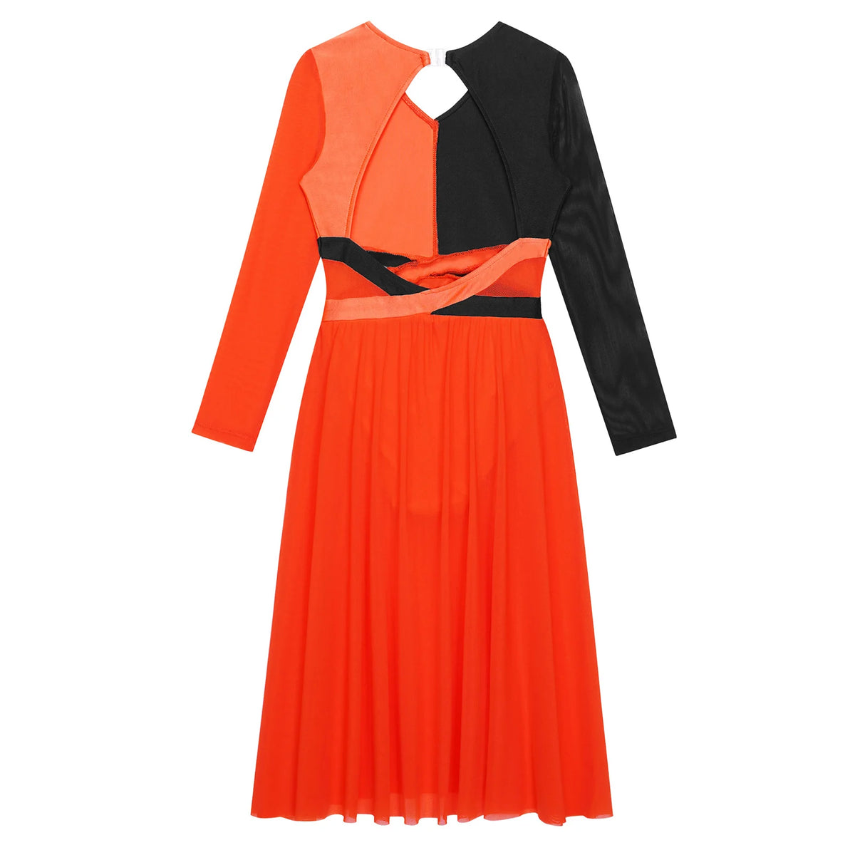 Girls long-sleeve backless lyrical dance dress