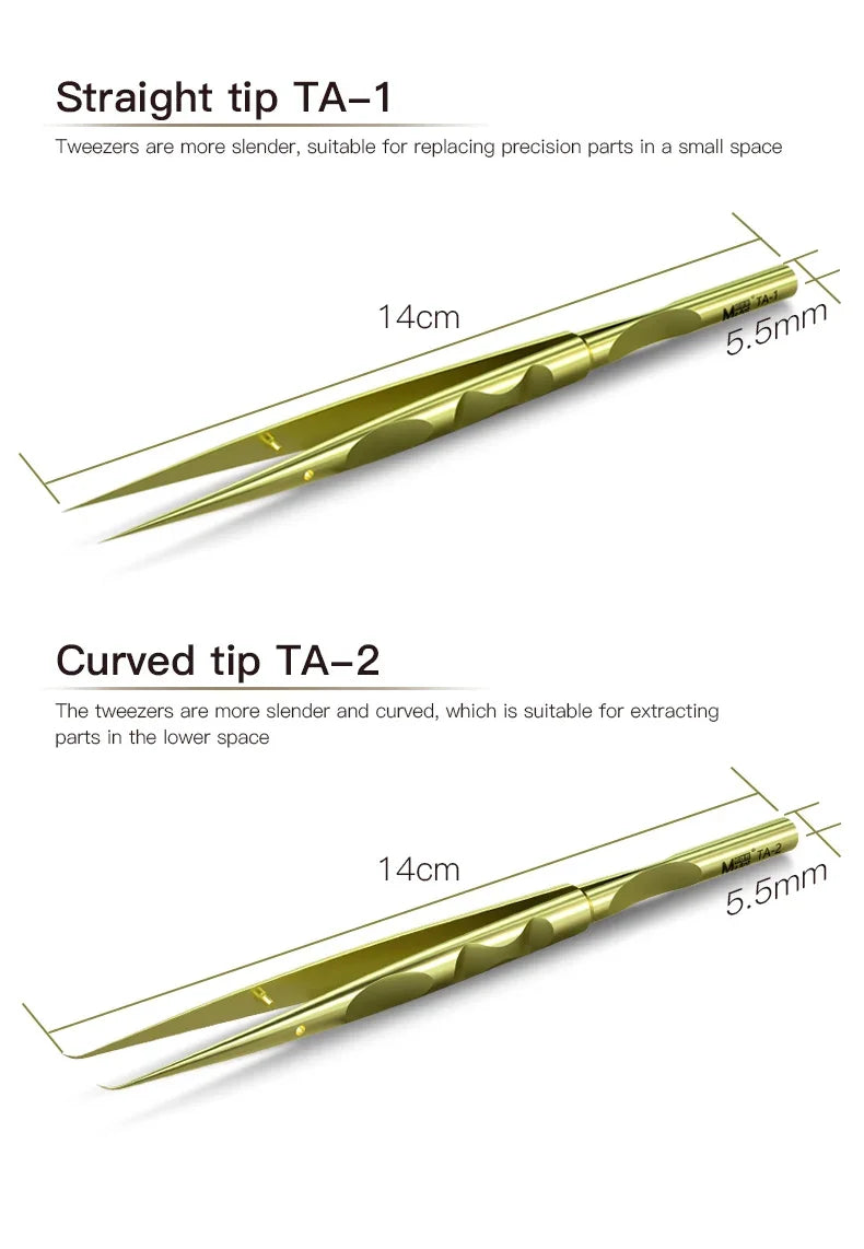 MaAnt TA-1 TA-2 High-Precision Titanium Alloy Tweezers Stainless Steel Phone Mainboard Copper Wire Repair Non-Magnetic Forceps