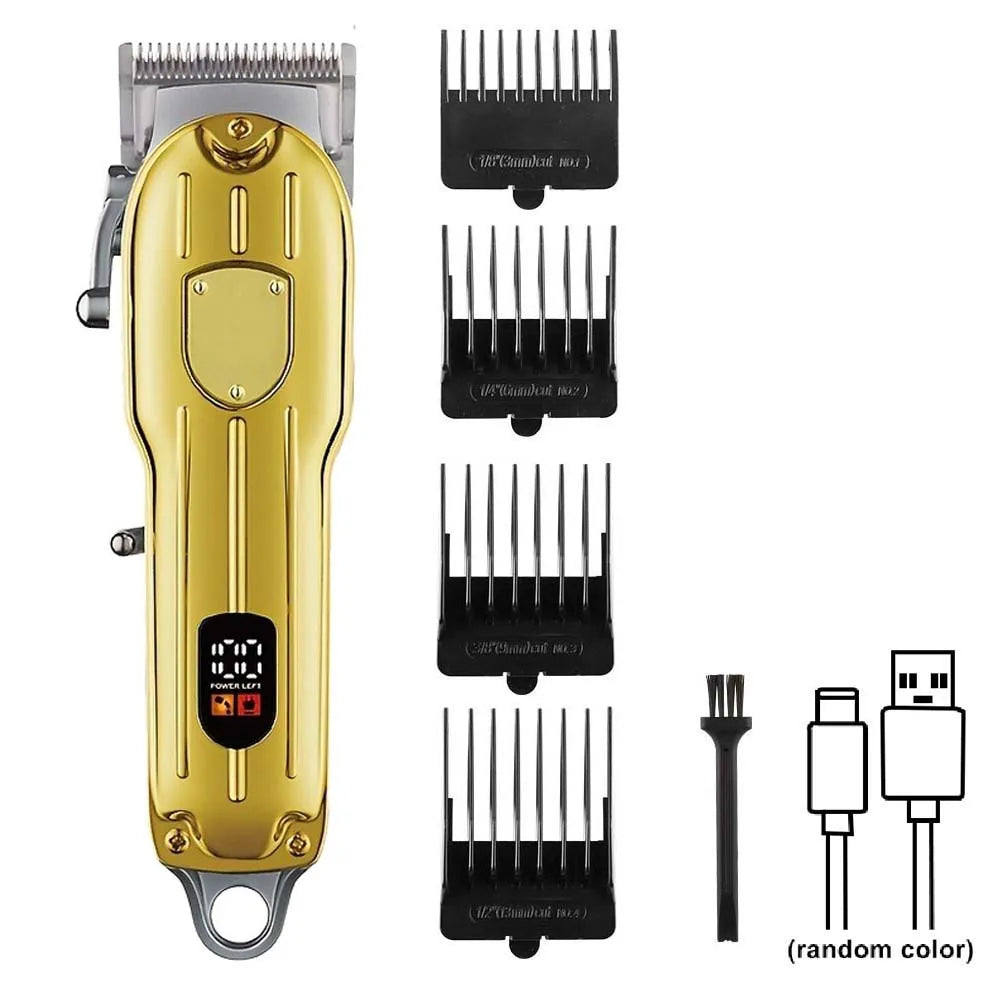 Professional Men's Cordless Electric Clipper, T-Blade Beard Trimming Kit, Haircutting Set with LED Display, Gift for men