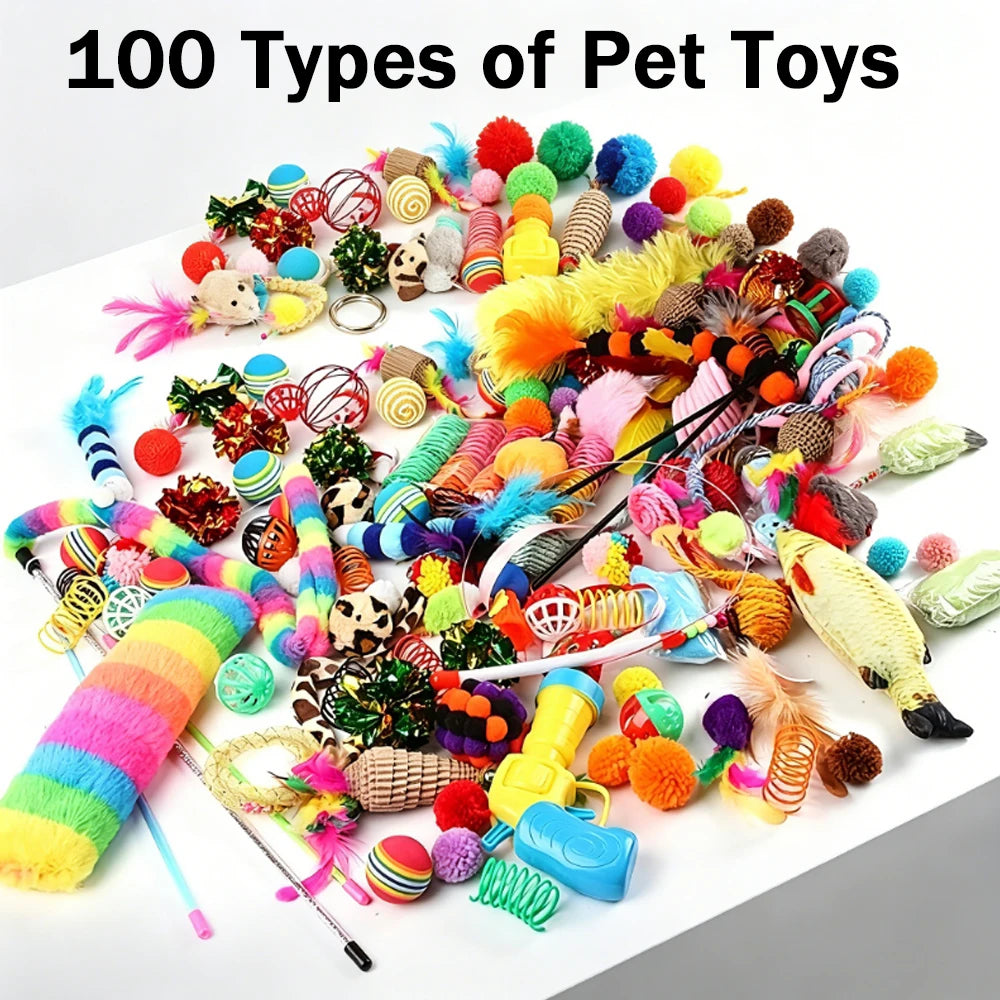 Cat Toy Mixed Pack - 10, 15 or 20 Piece Plastic & Plush Set