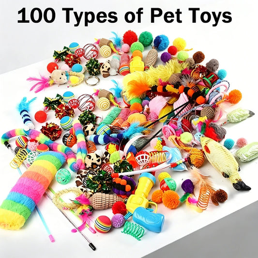 Cat Toy Mixed Pack - 10, 15 or 20 Piece Plastic & Plush Set