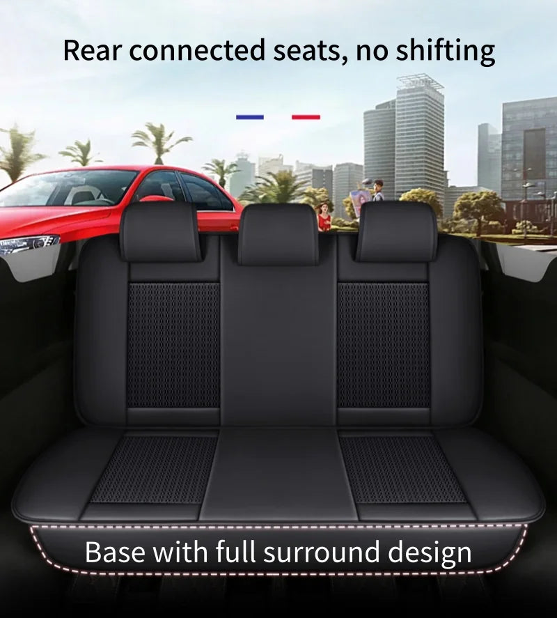 7-Seater Ice Silk & PU Leather Car Seat Cover Set for MPV