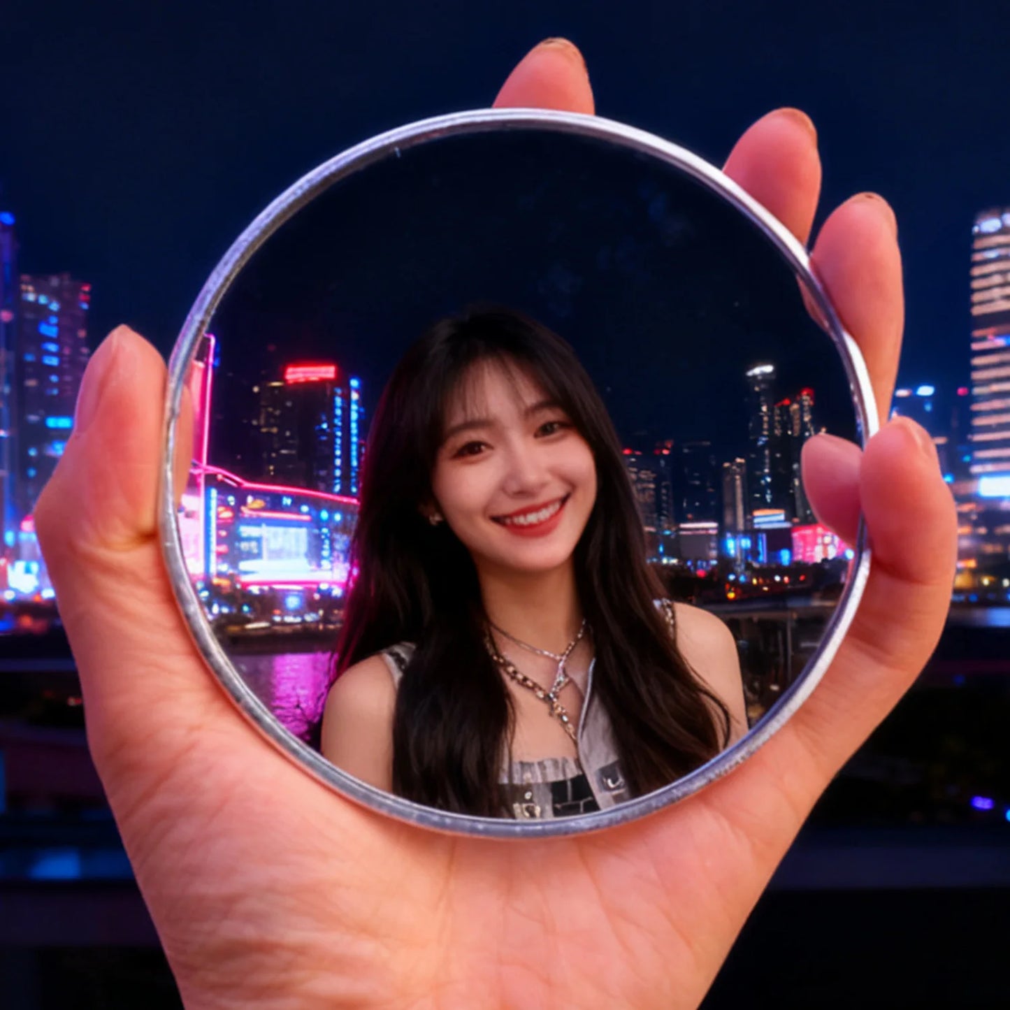 Hand-held Selfie Convex Mirror for Travel Trip Pocket Selfie Mirror TikTok INS Fashion Cute Selfie Mirrors for Traveling Alone