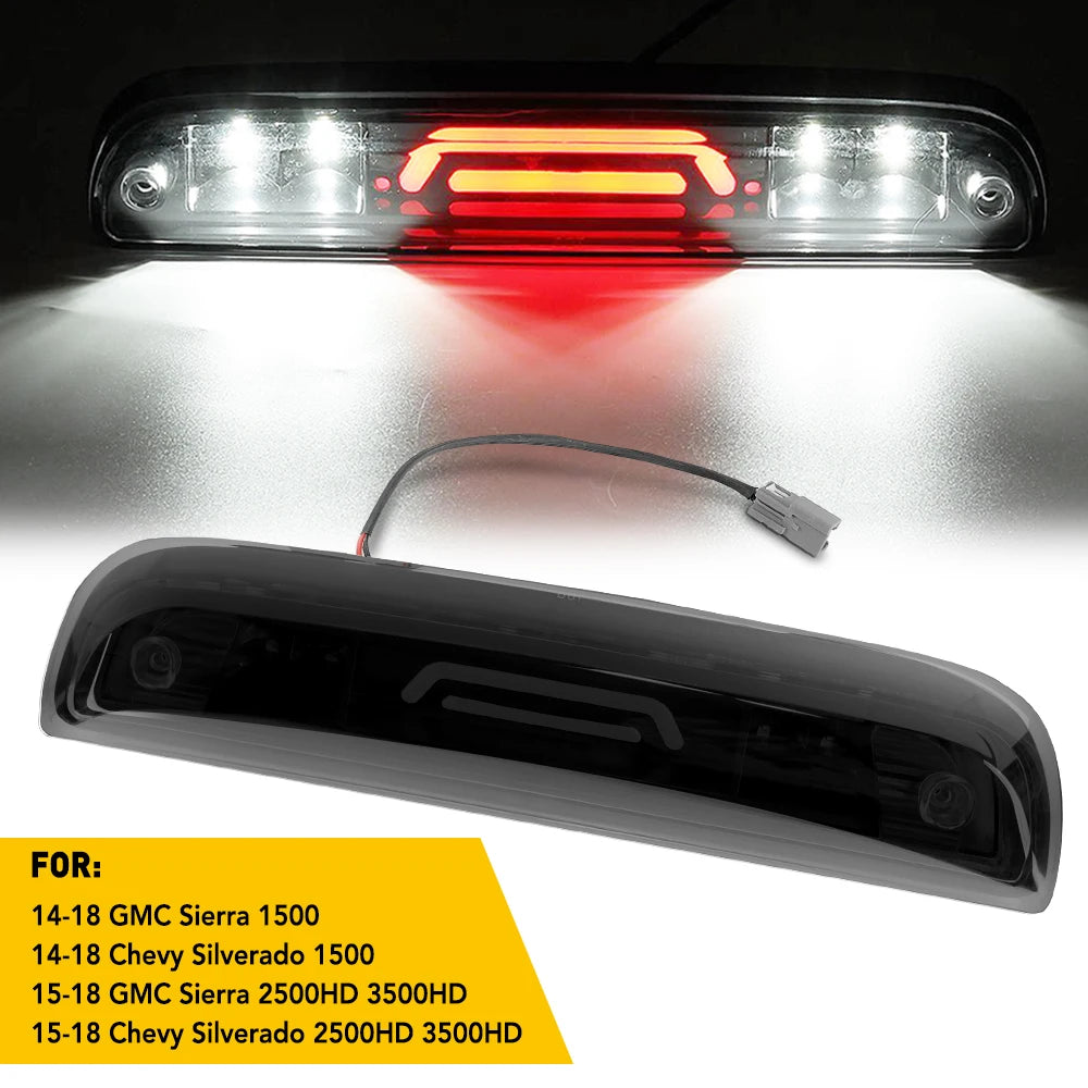 1Pc LED Black 3rd Third Brake Light Red White Fit For Chevrolet Silverado 1500 2500 HD 3500 2014-2018 For GMC Sierra 1500 2500 HD