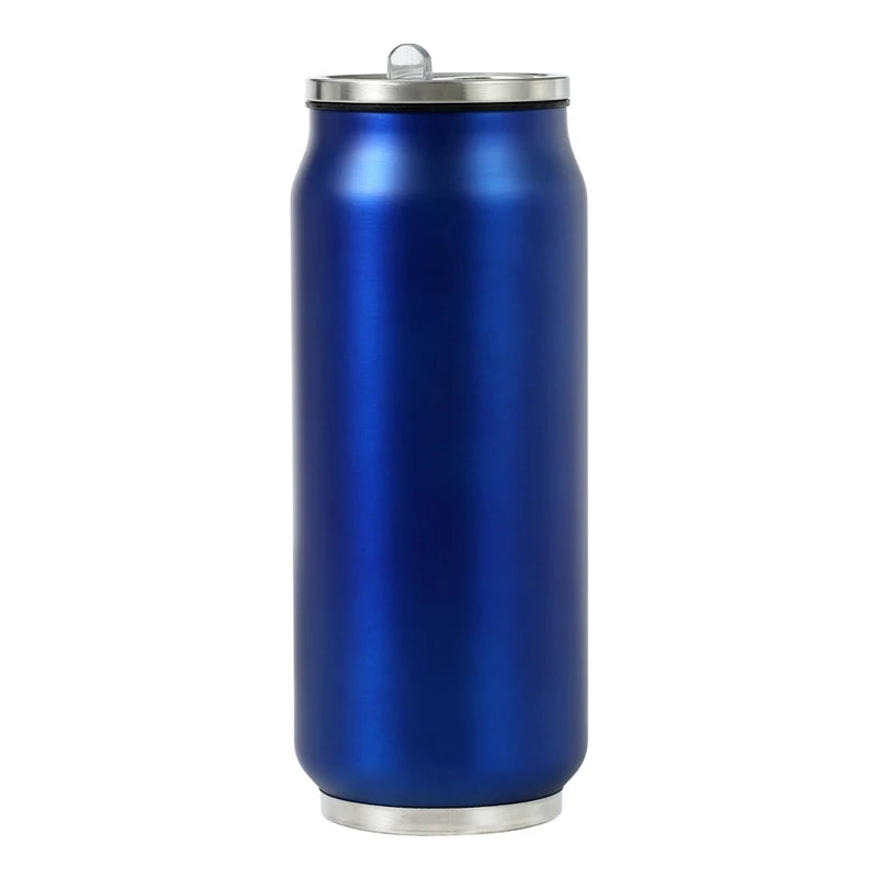 500ML 304 Stainless Steel Cola Can Thermos Custom LOGO Vacuum Cup Flask Portable Double Layers Straw Cup Water Bottle Mug