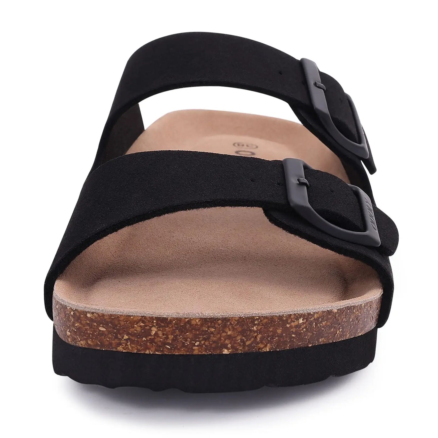 Crestar Women Cork Footbed Slippers Summer Couple Adjustable Double Buckles Flat Sandals Outdoor Cork Beach Slides With Open Toe