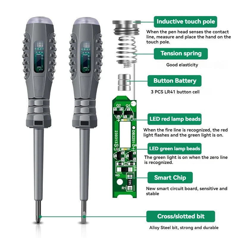 Electric Pen Slotting Phillips Screwdriver Neon Bubble Indication Power Test Tool Insulated Electrical Tools Voltage Tester