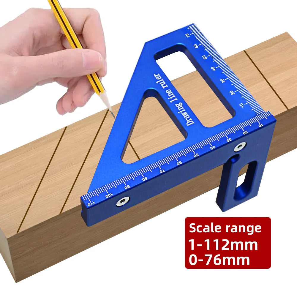 Carpenter Square -Woodworking Square Protractor Aluminum/Plastic Ruler 3D Multi Angle 45/90 Degree Layout Measuring Ruler