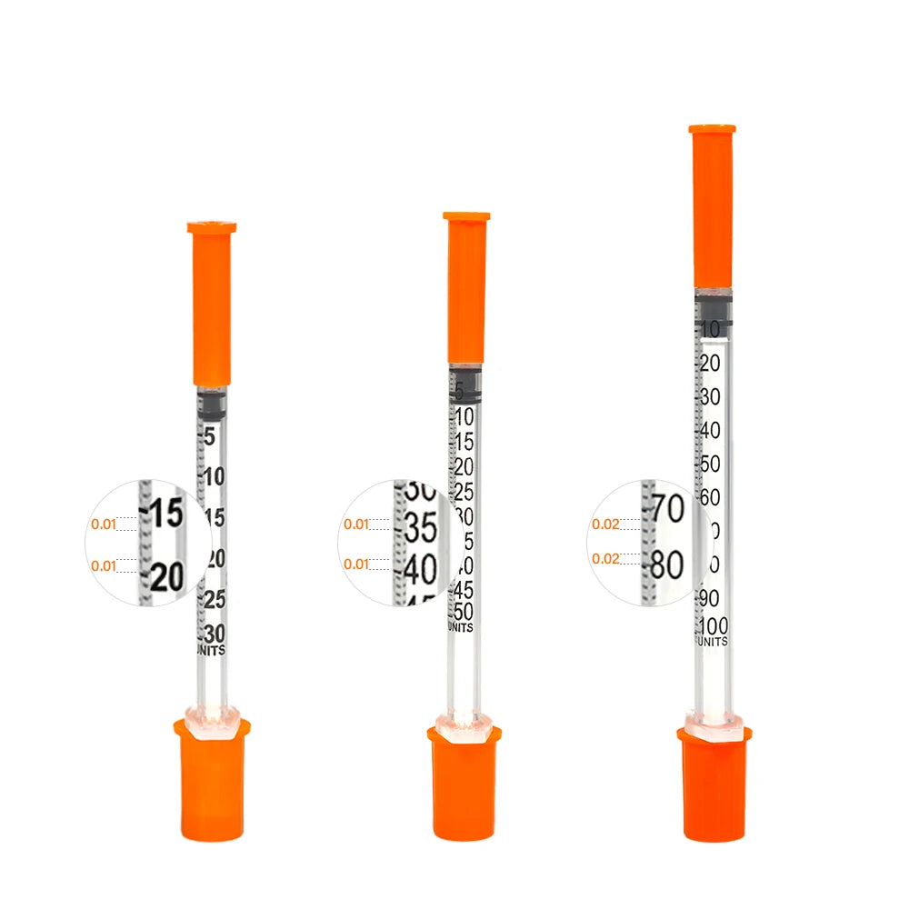 30PACK 0.3ml 0.5ml 1ml Disposable Individually Wrapped Insulin Syringe for Animals,Lab