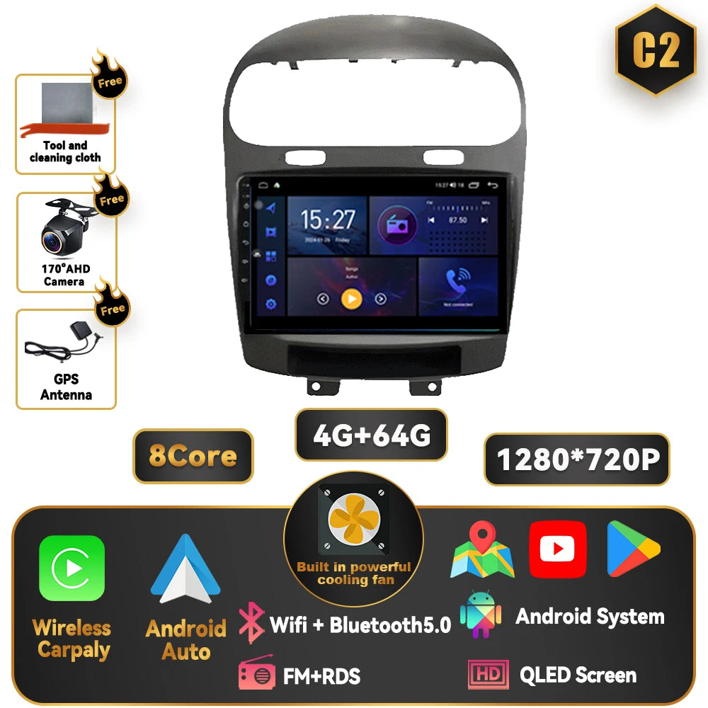 Car Stereo with Apple CarPlay & Android Auto, Compatible with Dodge Journey JC (2011-2020)