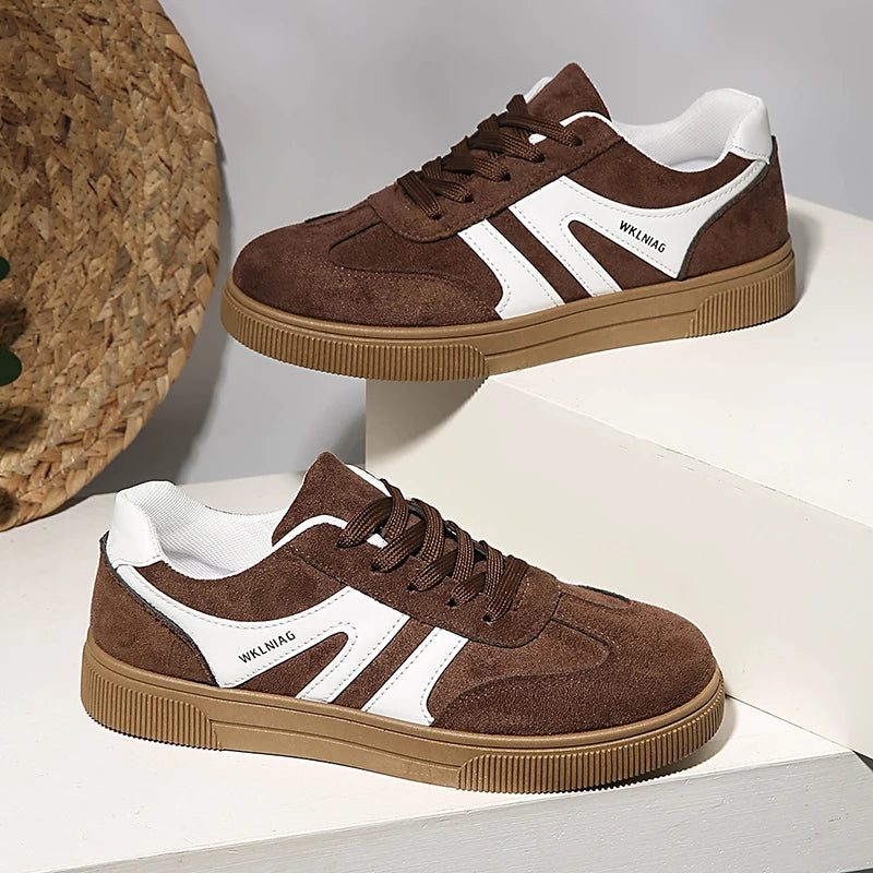 Faux-Suede Platform Sneakers for Women — Non-Slip Thick-Sole Walking Shoes