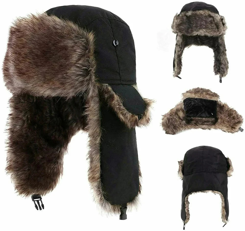 Faux Fur Trapper Hat with Ear Flaps, Ushanka