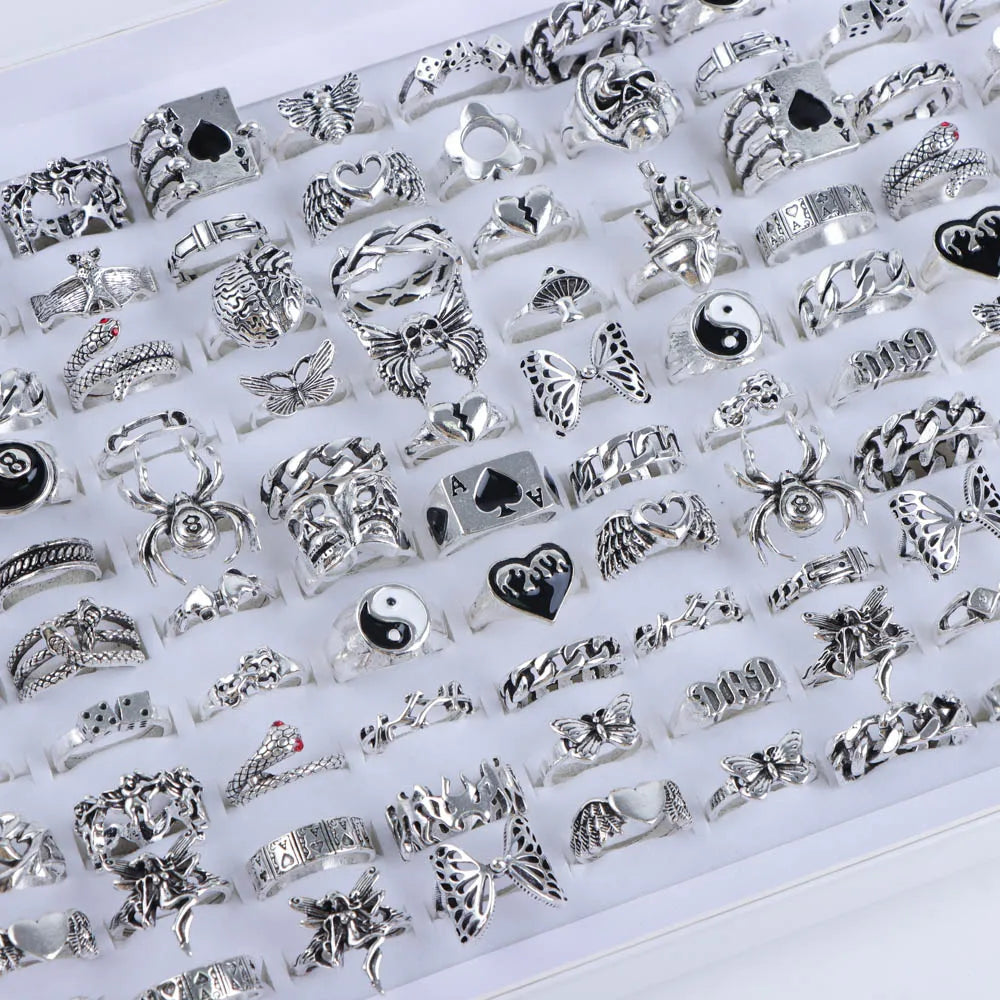 Punk Stackable Ring Set – Mixed-Style Midi Knuckle Rings