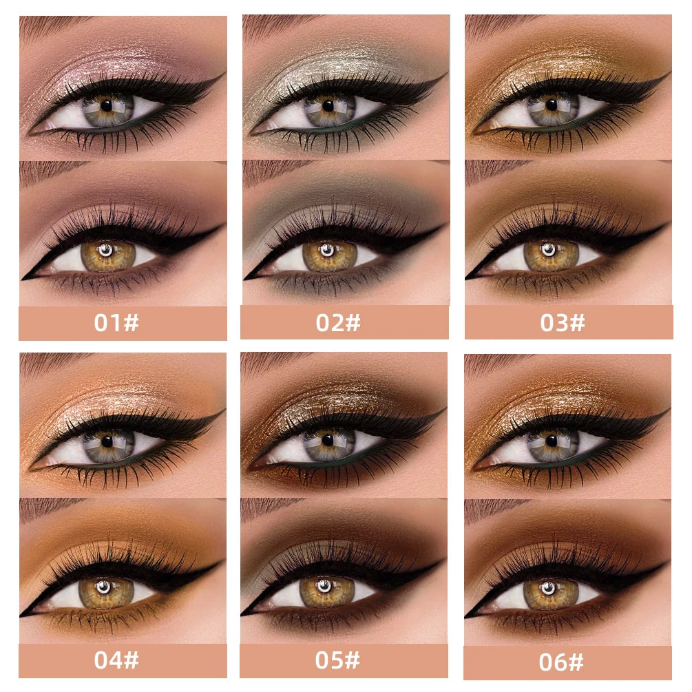 QIBEST Double-End Glitter & Matte Eyeshadow Stick – Waterproof Bicolor Shimmer Pencil | 6 Colors