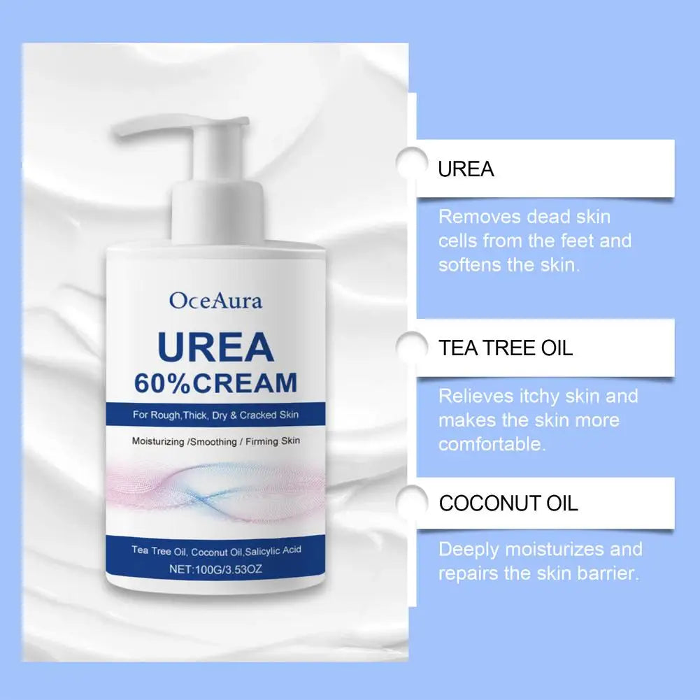 1/2pcs Urea 60% Cream Uric Acid Foot Cream for Heel Repair, Dry and Cracked Heel Treatment, Removes Dead Skin