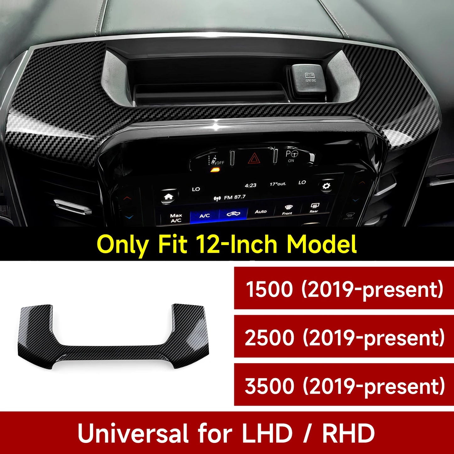 Carbon Fiber Interior Trim Sticker Kit for Dodge RAM 1500/2500/3500 2019-2026