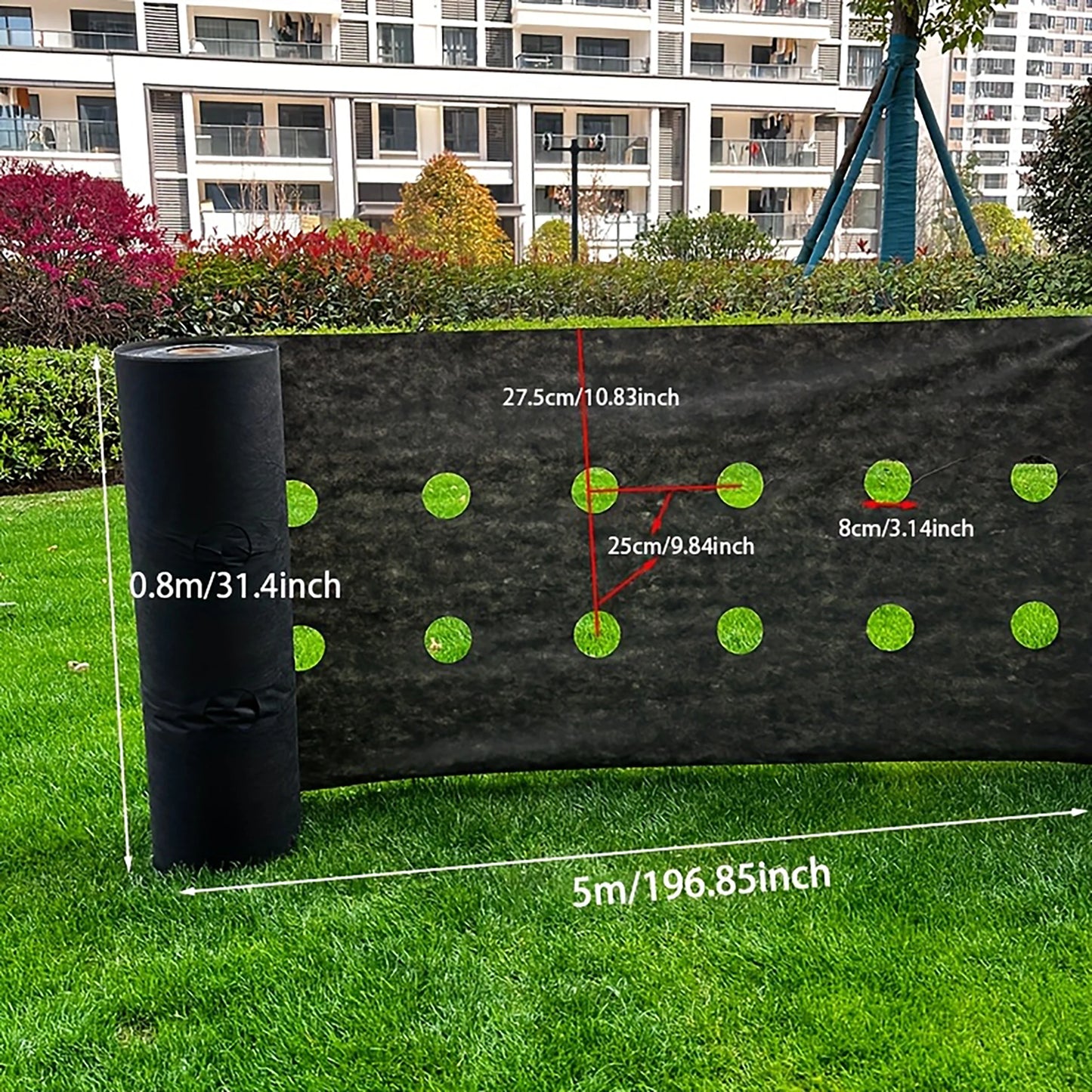 Durable perforated weed barrier fabric - a non-woven fabric used for vegetable cultivation in farms and gardens to prevent weeds