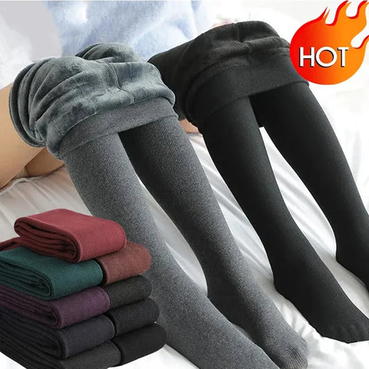 Women's Thermal Winter Tights Fleece Lined Sheer Velvet Pantyhose Thick Warm Leggings with Plush Inner Layer