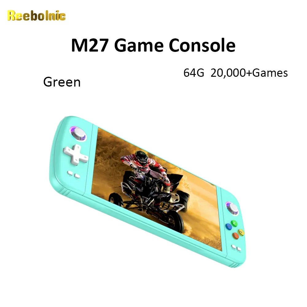 Reebolnic M27 Game Console 7.0 Inch IPS Screen 30+Simulators 30,000+Games Installed Retro Handheld Game Console Portable 4000mAh